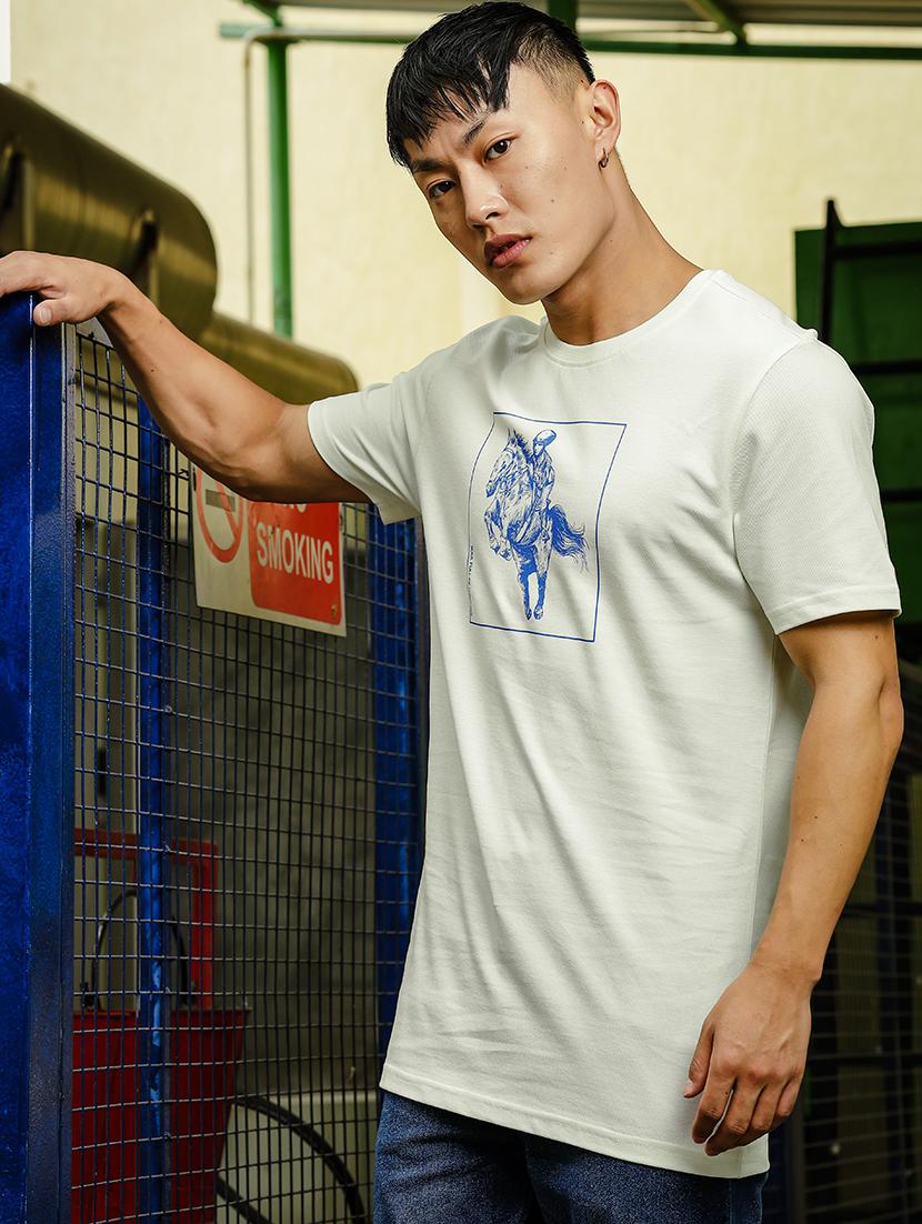 men front print round neck t-shirt - 21553878 -  Standard Image - 1