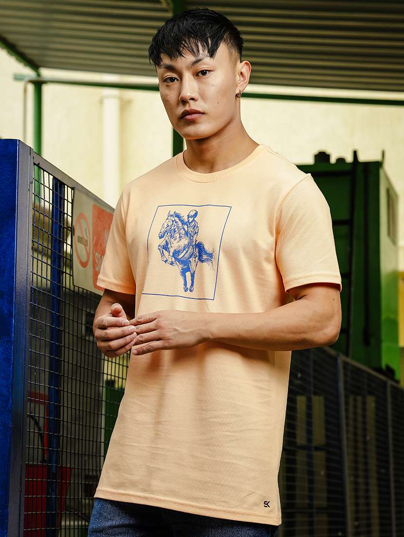 men front print round neck t-shirt - 21553879 -  Standard Image - 1