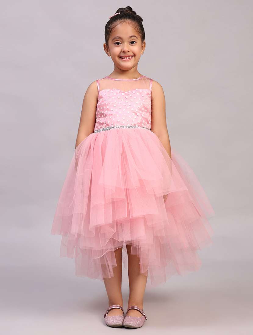 girls knee length self-designed frock