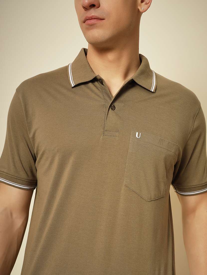 men solid short sleeve polo neck t-shirt - 21553913 - Standard Image - 4