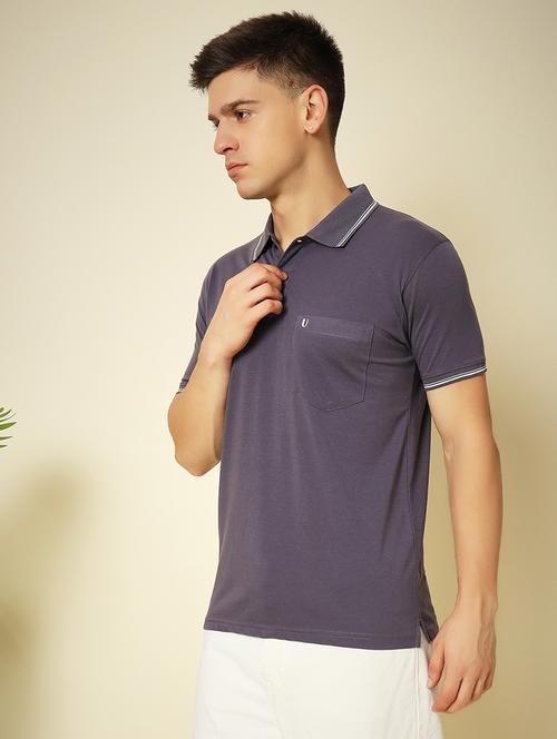 men solid short sleeve polo neck t-shirt - 21553914 -  Standard Image - 0