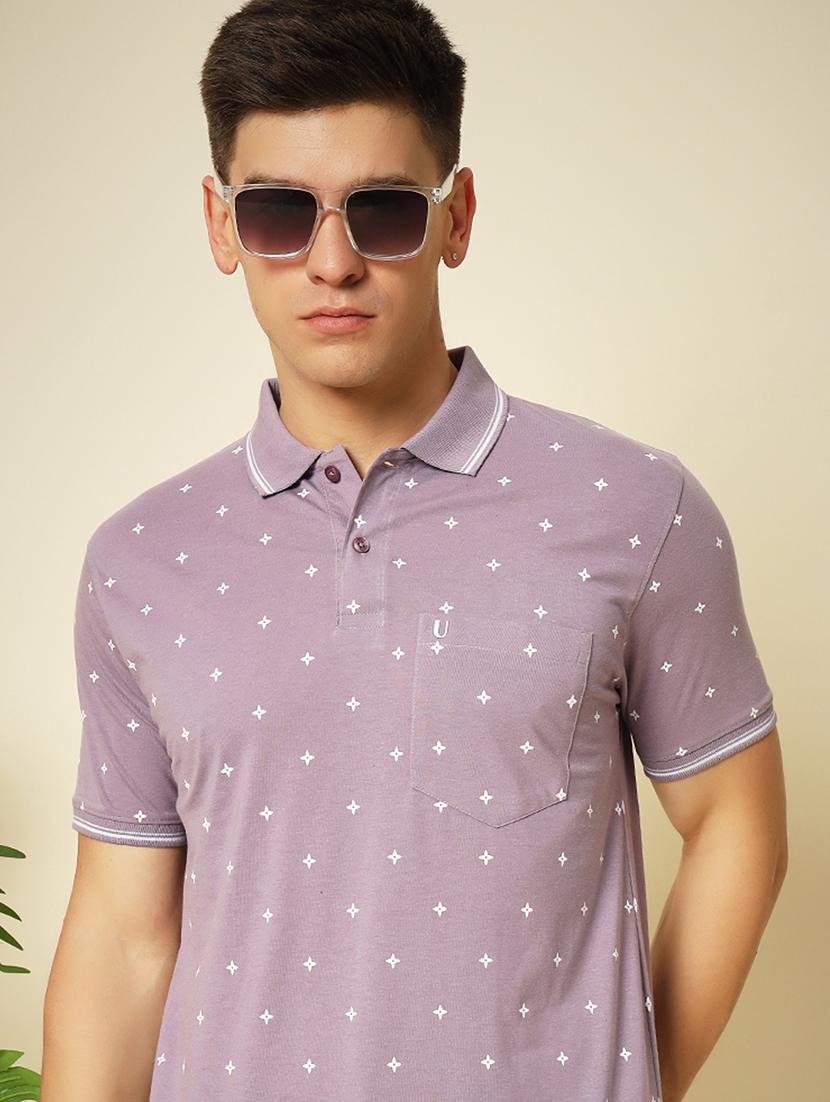 men printed short sleeve polo neck t-shirt - 21553915 - Standard Image - 1