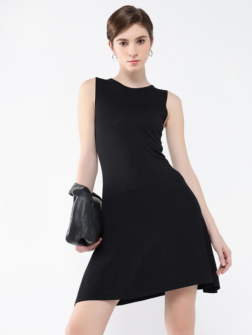 women solid sleeveless a-line dress - 21553929 - Standard Image - 1