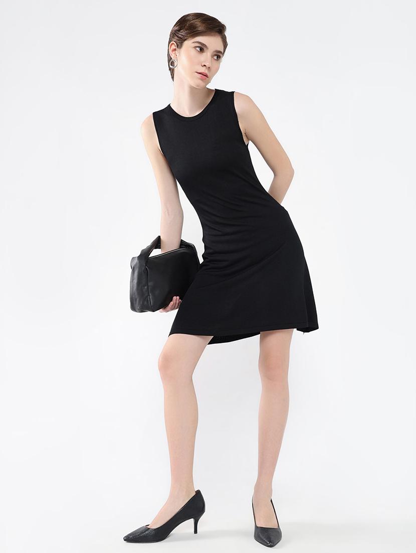 women solid sleeveless a-line dress - 21553929 - Standard Image - 4