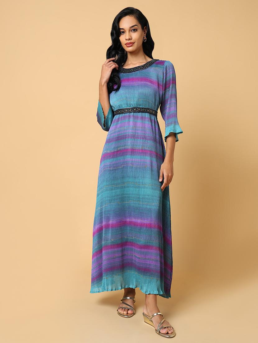 women embroidered round neck a-line dress - 21553932 - Standard Image - 1