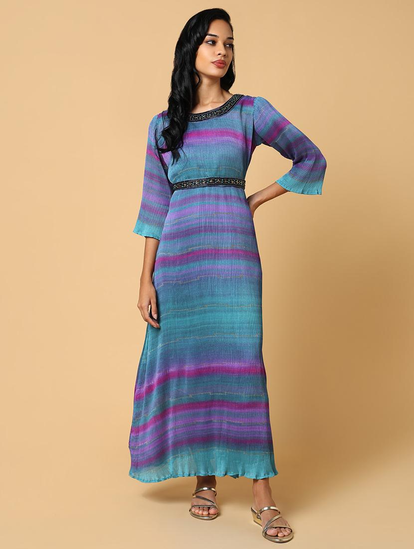 women embroidered round neck a-line dress - 21553932 - Standard Image - 4