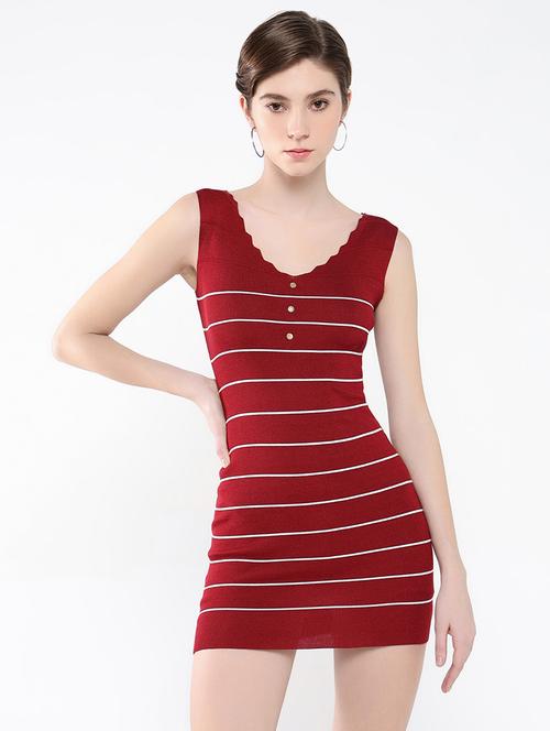 women striped printed sleeveless bodycon dress - 21553934 - Standard Image - 0