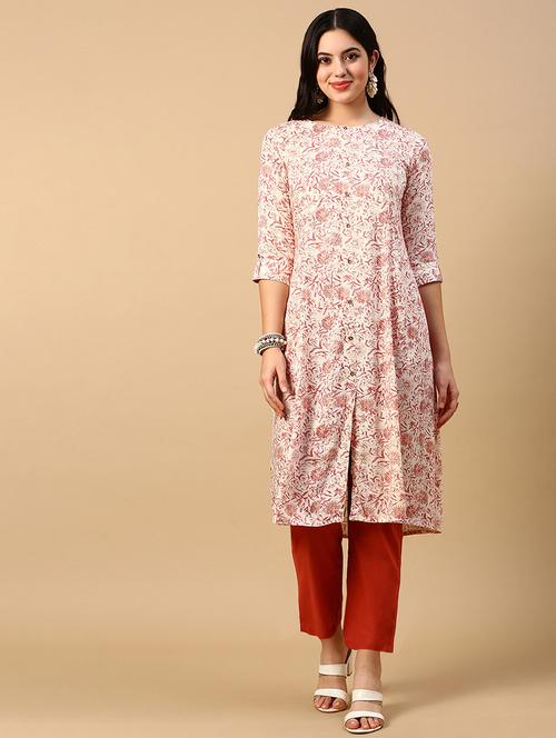 women printed round neck a-line kurta - 21553939 - Standard Image - 0
