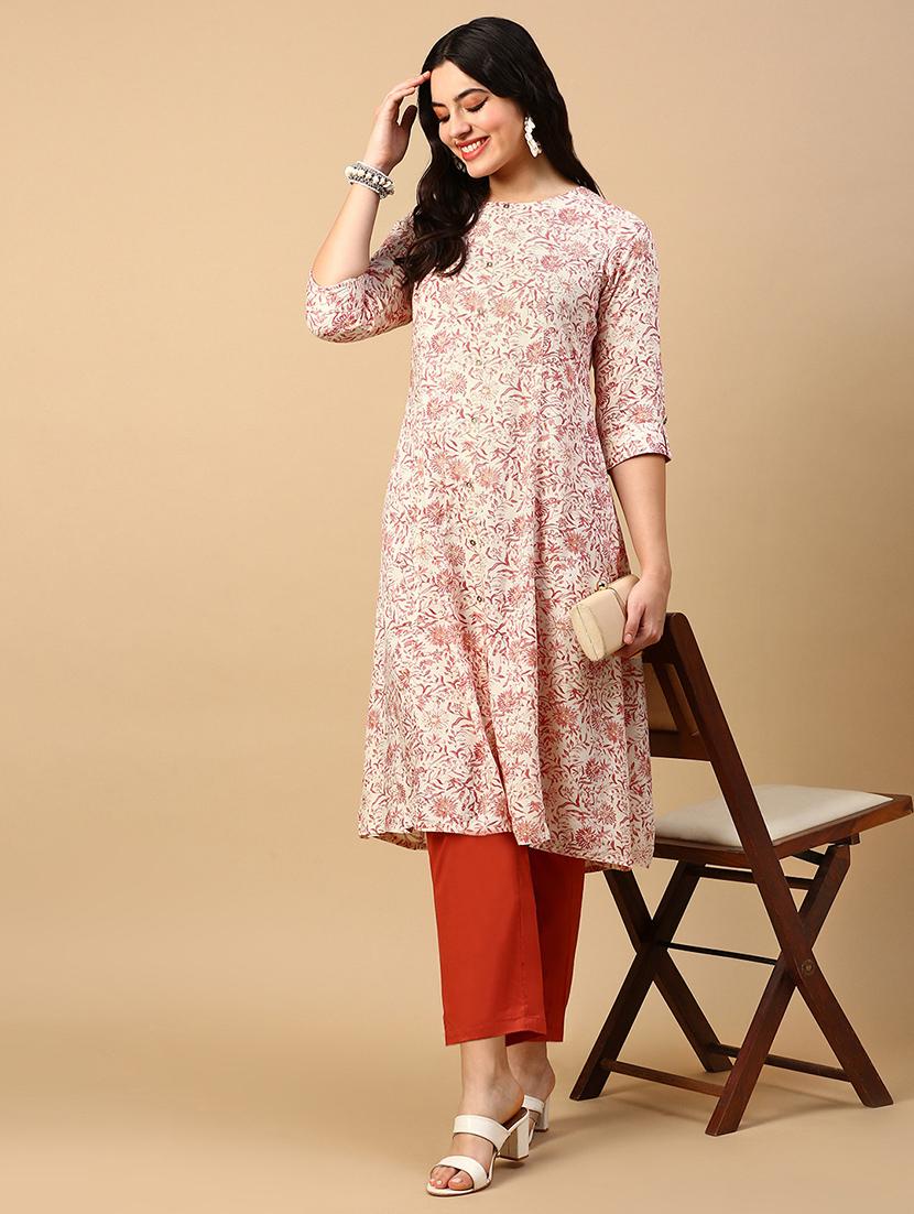 women printed round neck a-line kurta - 21553939 -  Standard Image - 1