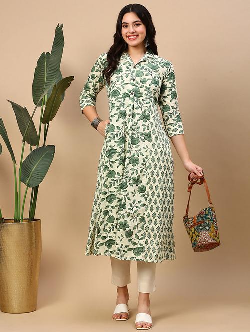 women floral printed collared a-line dress - 21553940 -  Standard Image - 0