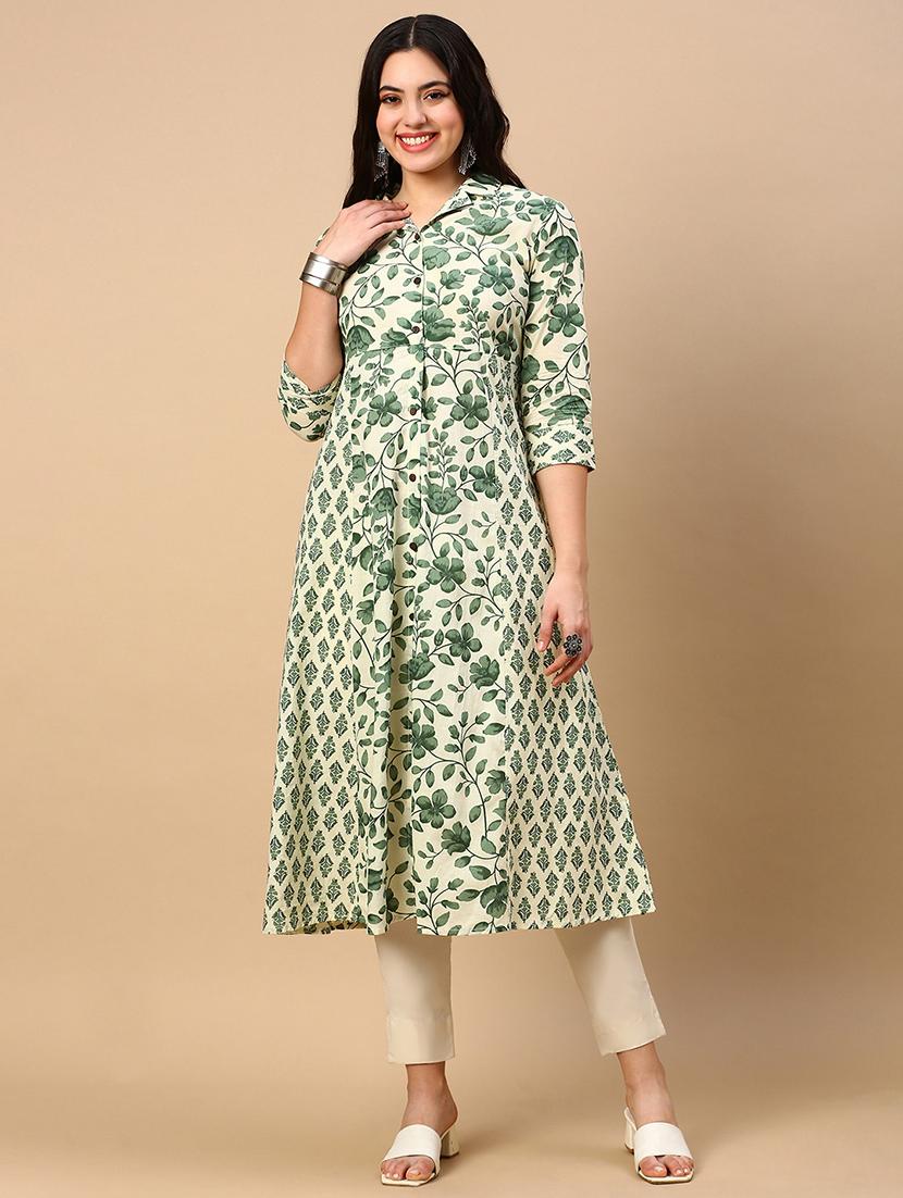 women floral printed collared a-line dress - 21553940 -  Standard Image - 1