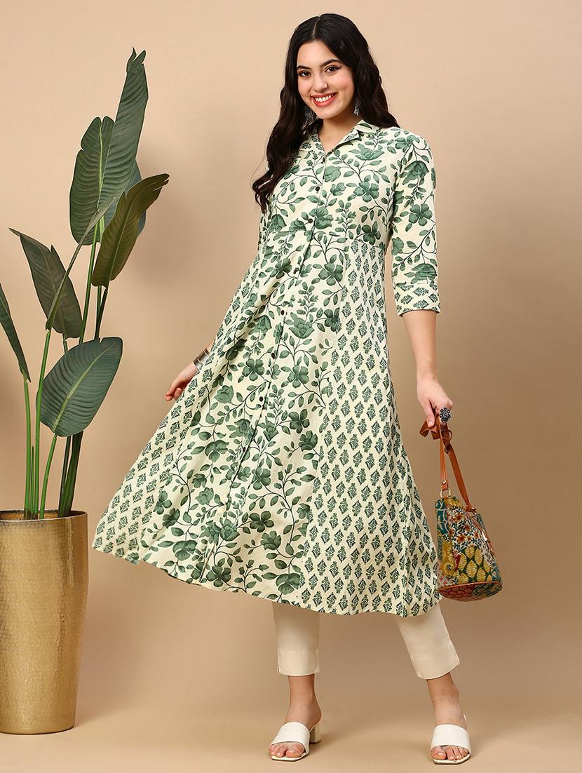 women floral printed collared a-line dress - 21553940 - Standard Image - 4