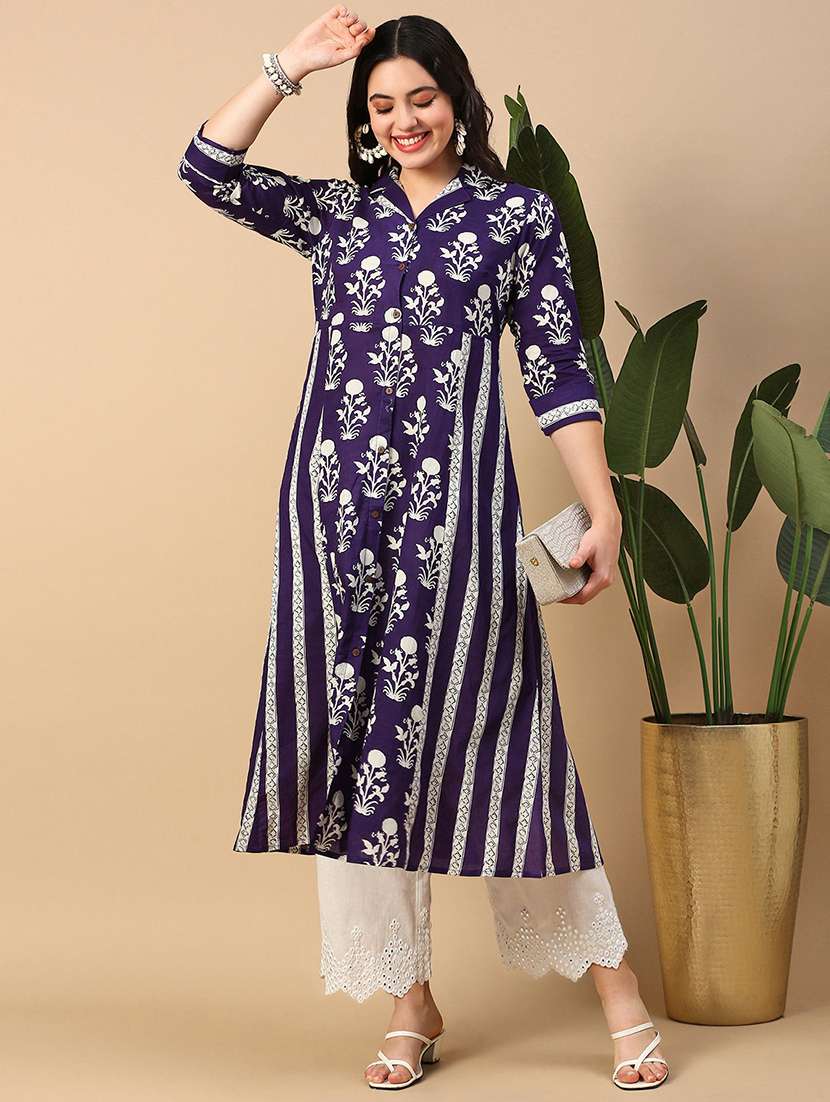 women printed collared a-line kurta - 21553941 -  Standard Image - 4