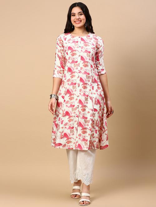 women printed round neck a-line kurta - 21553949 - Standard Image - 0