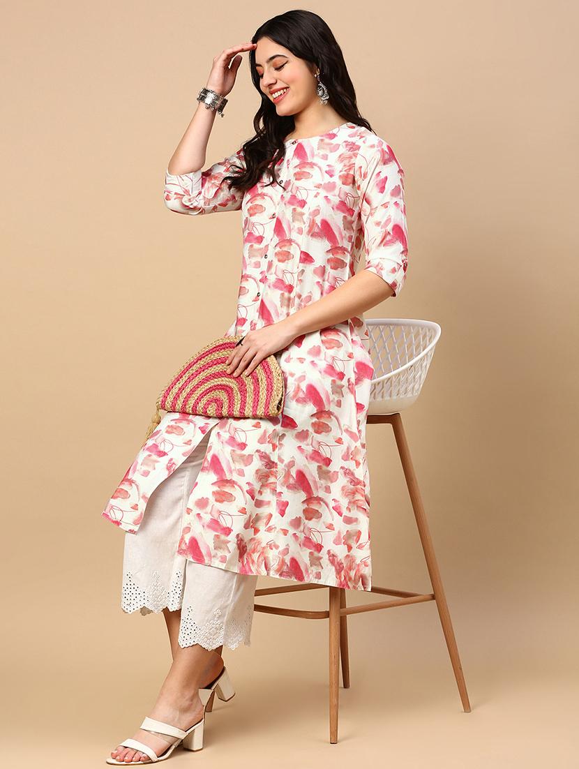 women printed round neck a-line kurta - 21553949 - Standard Image - 1