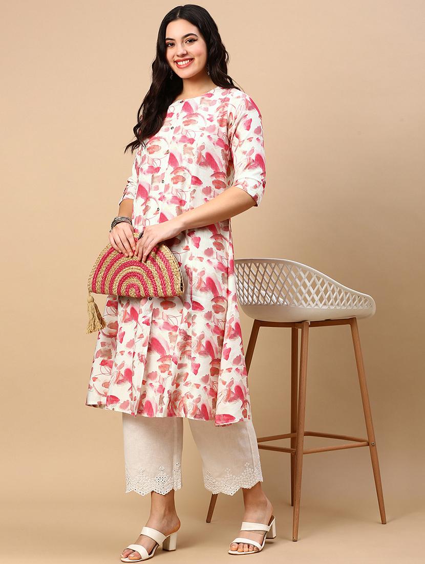 women printed round neck a-line kurta - 21553949 - Standard Image - 4