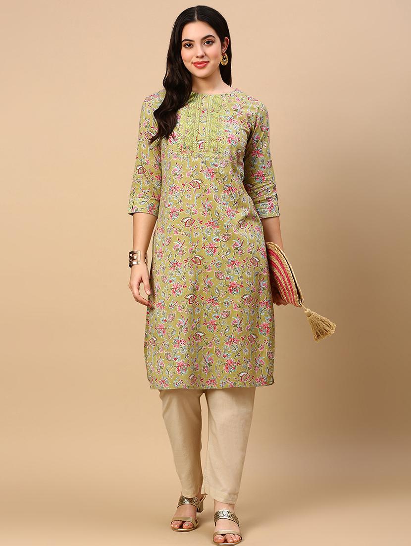 women printed embroidered detailed straight kurta - 21553961 - Standard Image - 4