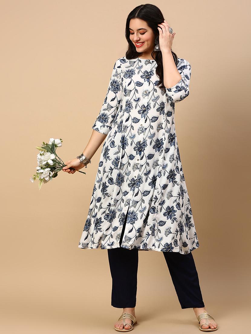 women printed round neck a-line kurta - 21553962 -  Standard Image - 1