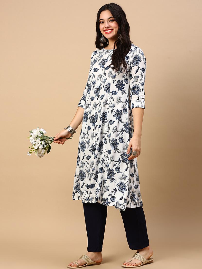 women printed round neck a-line kurta - 21553962 - Standard Image - 4