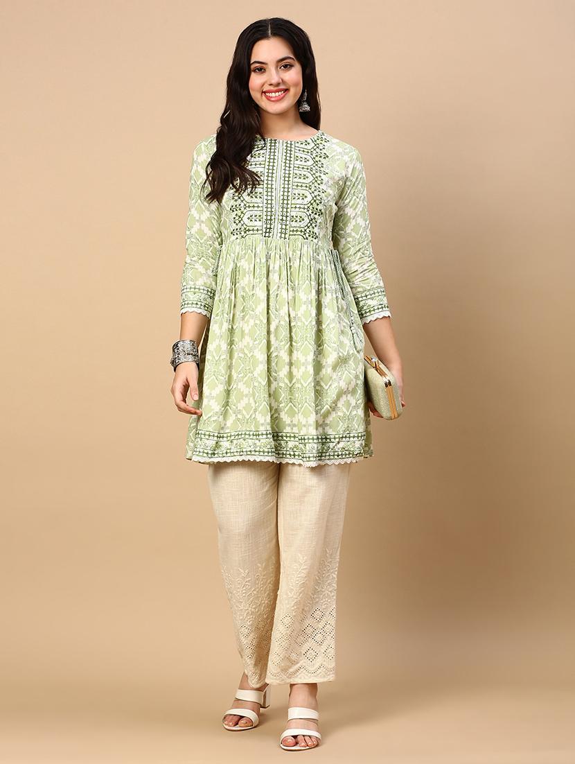 women printed round neck flared kurti - 21553965 - Standard Image - 4