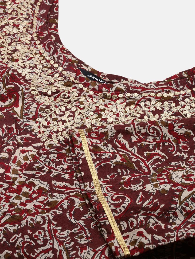 women printed embroidered detailed a-line kurta - 21553967 - Standard Image - 6