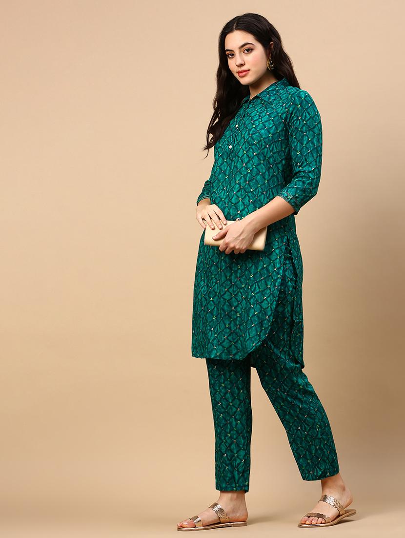 women green printed kurta pant set - 21553970 - Standard Image - 1