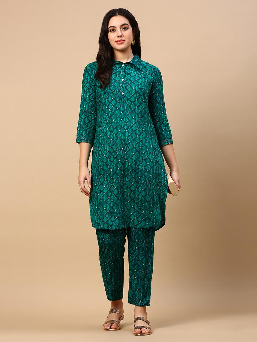 women green printed kurta pant set - 21553970 - Standard Image - 4