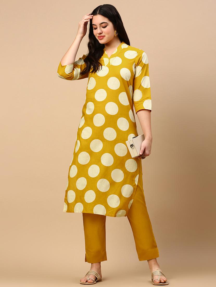 women polka dots printed kurta & pant set - 21553971 - Standard Image - 1