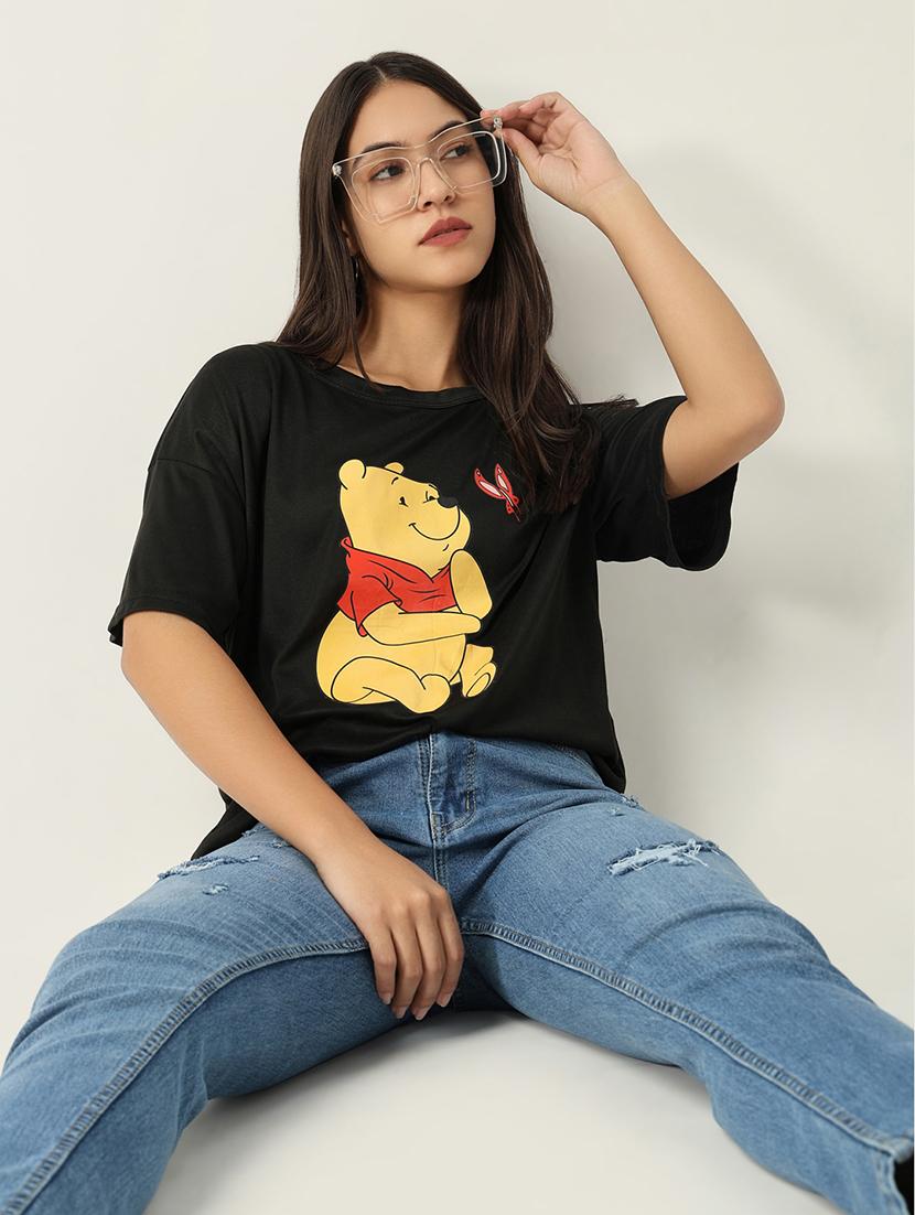 women front print round neck t-shirt - 21553994 - Standard Image - 1