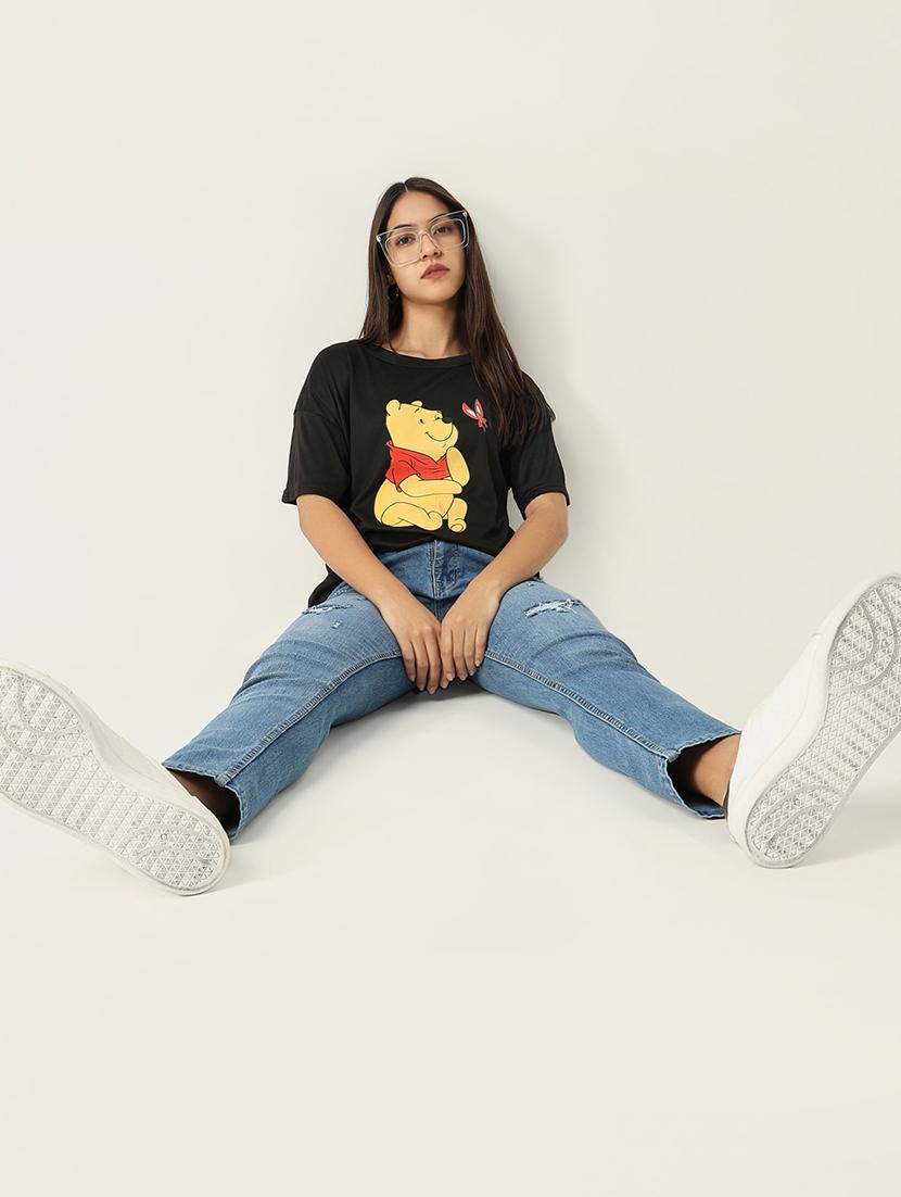 women front print round neck t-shirt - 21553994 - Standard Image - 4
