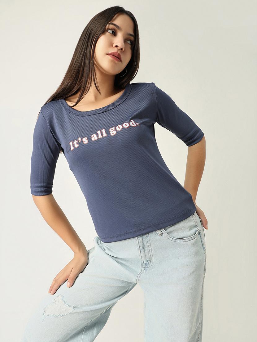 women chest printed round neck t-shirt - 21554007 - Standard Image - 1