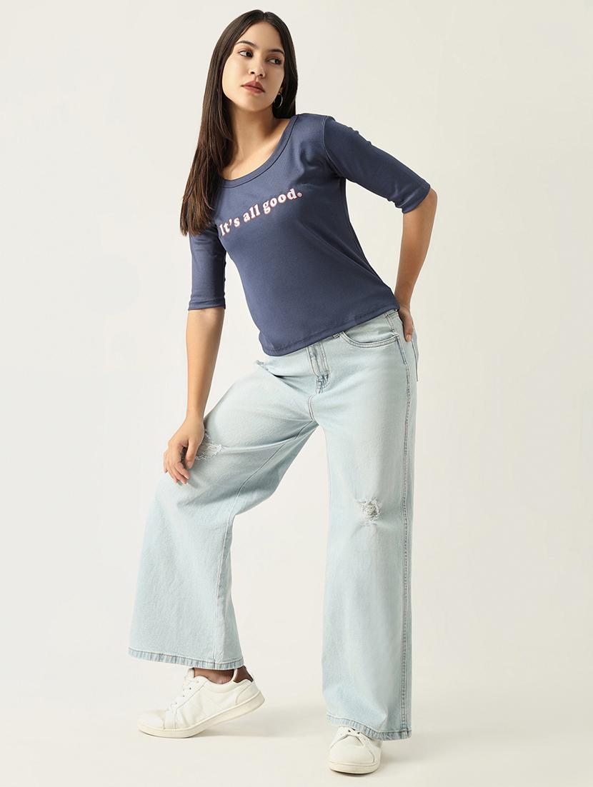 women chest printed round neck t-shirt - 21554007 - Standard Image - 4