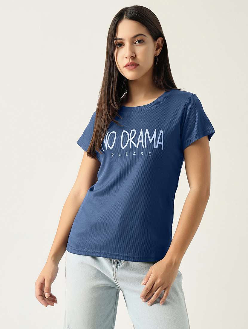 women round neck typography regular t-shirt