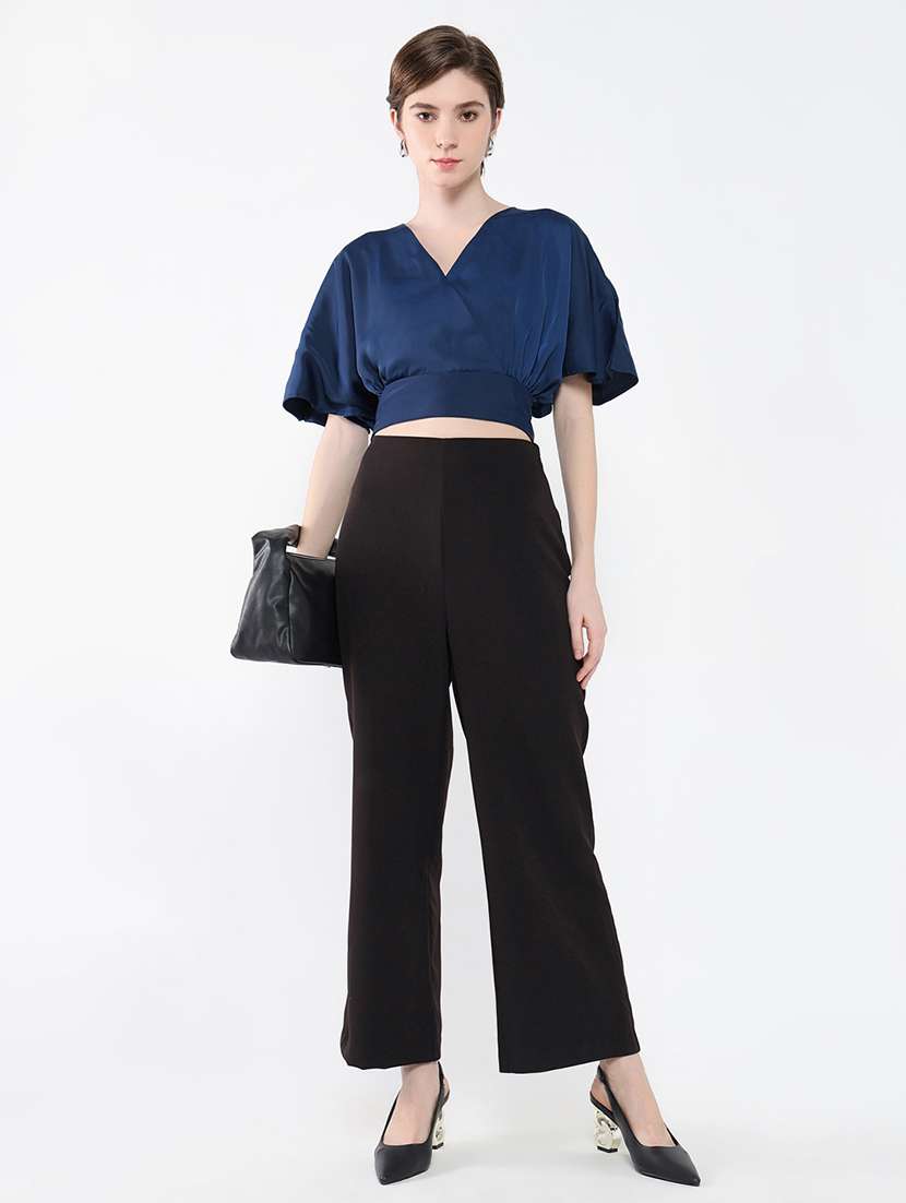 women navy blue solid blouson top - 21554042 -  Standard Image - 4