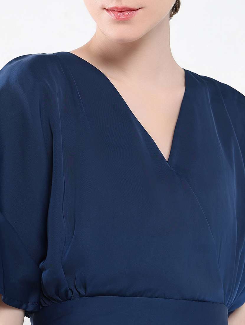 women navy blue solid blouson top - 21554042 -  Standard Image - 6