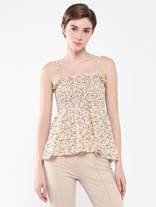 women peach floral printed peplum top - 21554048 -  Standard Image - 0