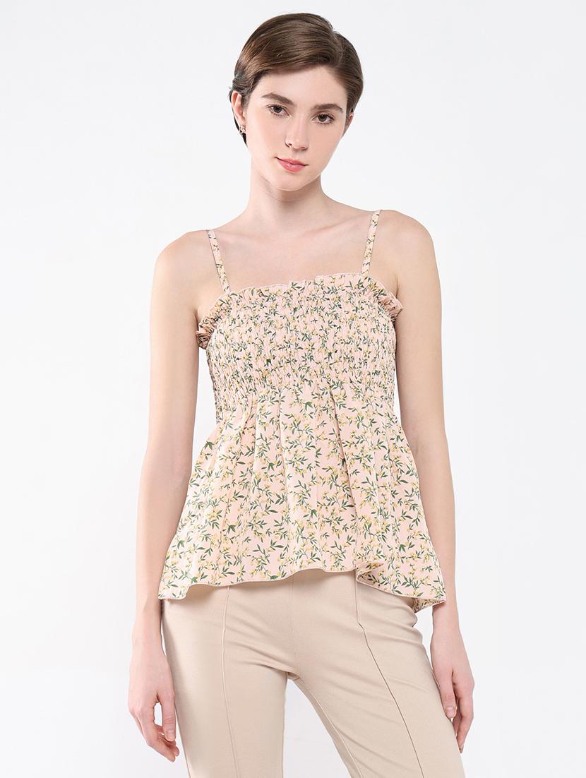 women peach floral printed peplum top - 21554048 -  Zoom Image - 0