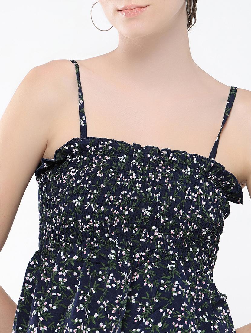 women navy blue floral printed peplum top - 21554050 - Standard Image - 6