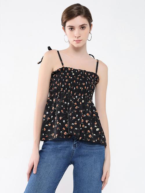 women black floral printed peplum top - 21554051 - Standard Image - 0