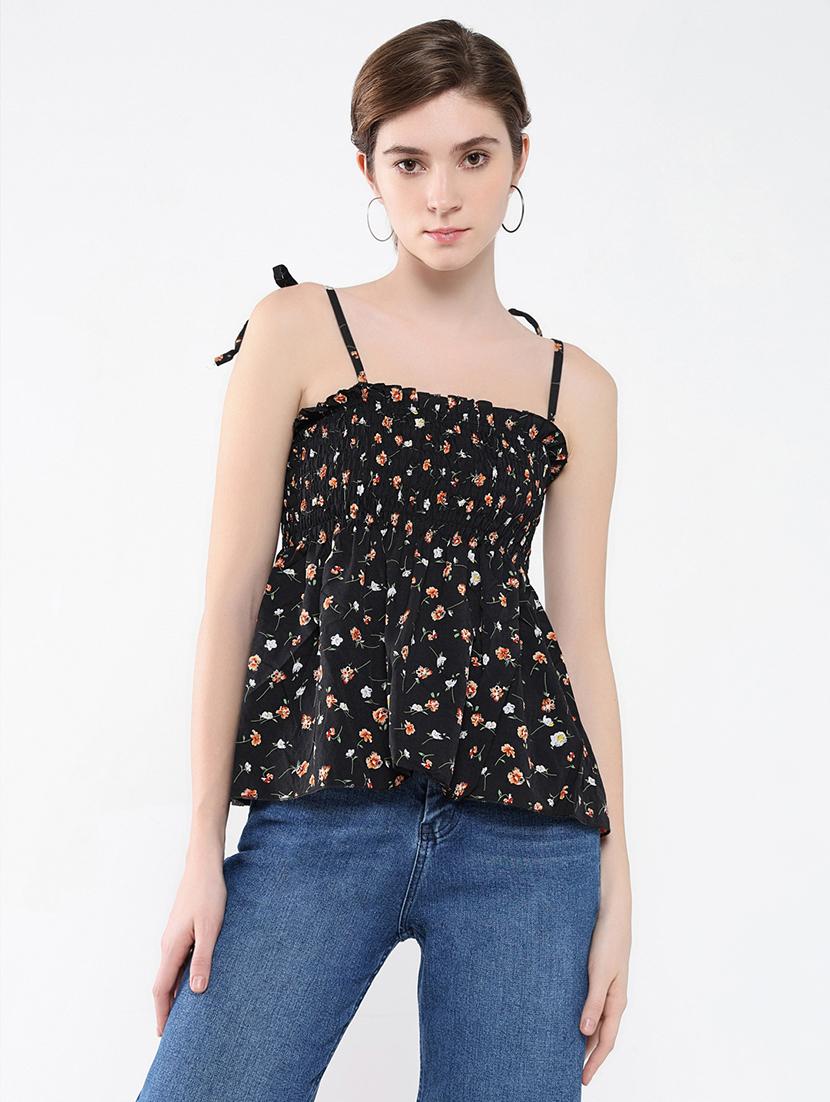 women black floral printed peplum top - 21554051 - Zoom Image - 0