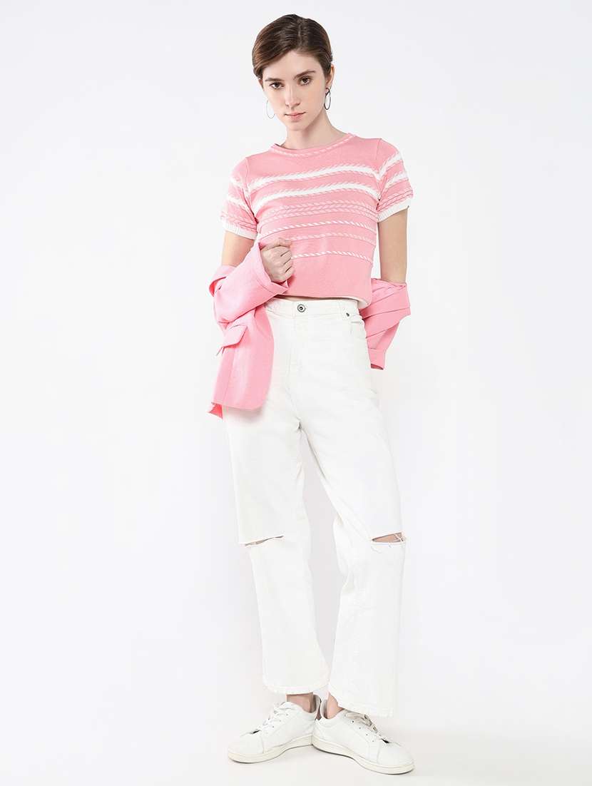 women pink self-designed regular top - 21554054 -  Standard Image - 4