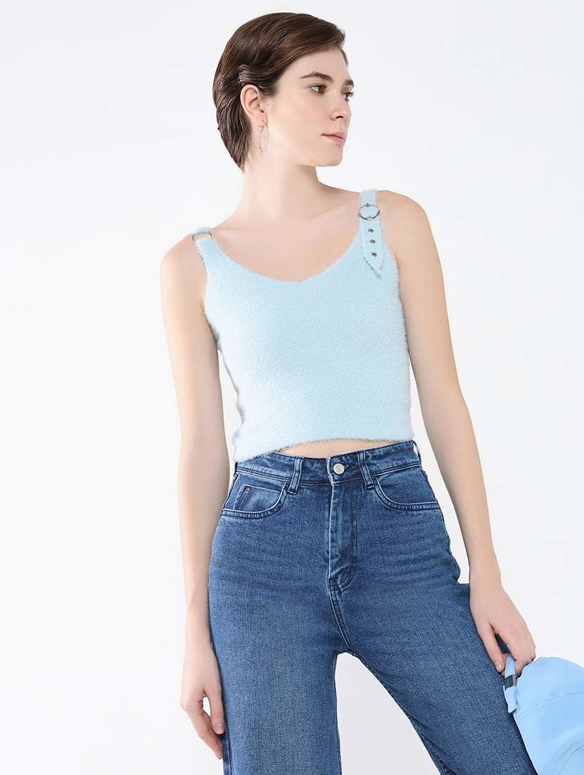 women light blue self-designed tank top - 21554060 -  Standard Image - 1