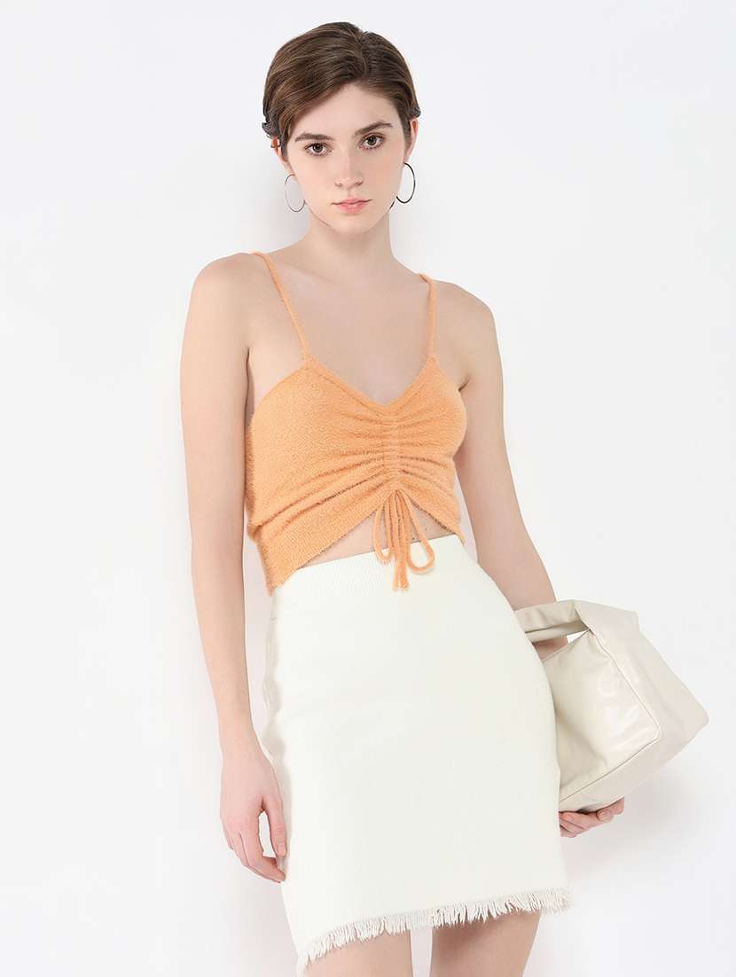 women orange self-designed tank top - 21554062 -  Standard Image - 1