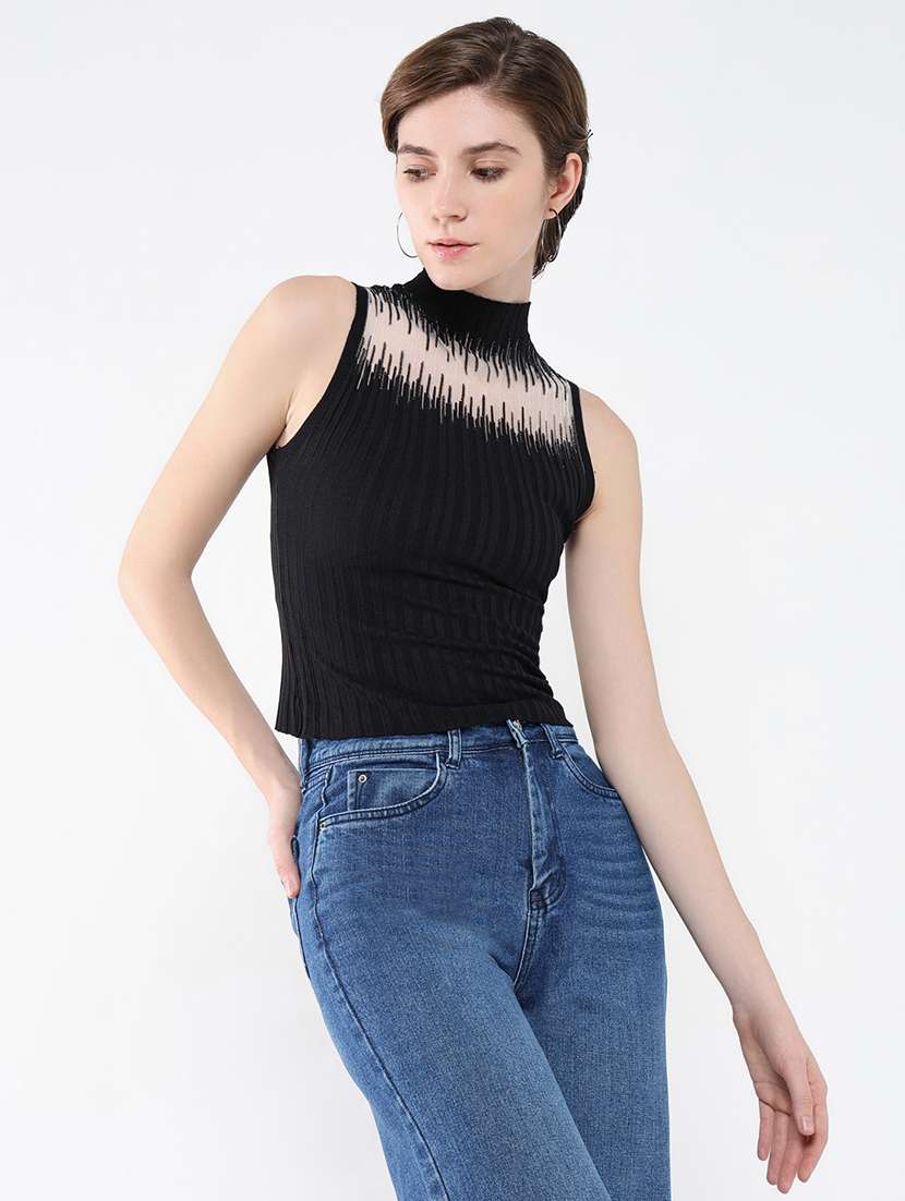 women black self-designed crop top - 21554069 -  Standard Image - 1