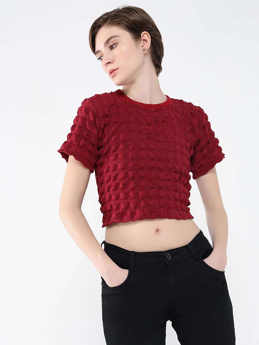 women red self-designed crop top - 21554083 -  Standard Image - 1