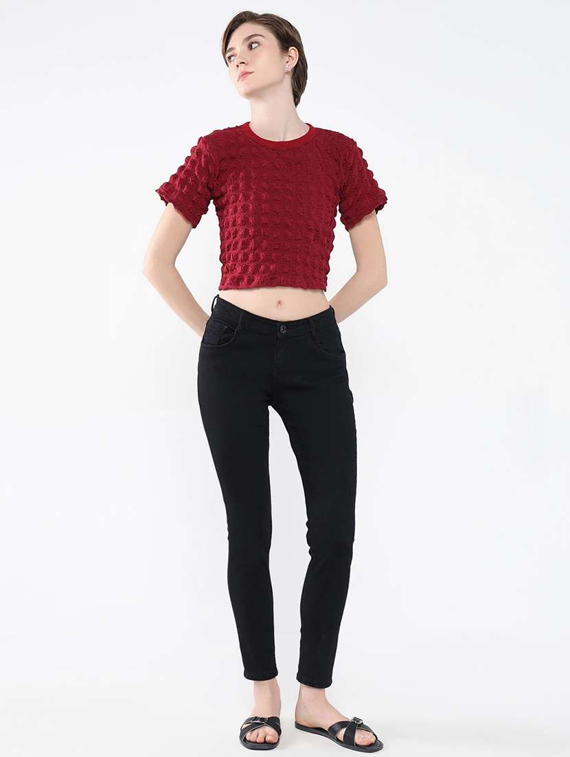 women red self-designed crop top - 21554083 -  Standard Image - 4