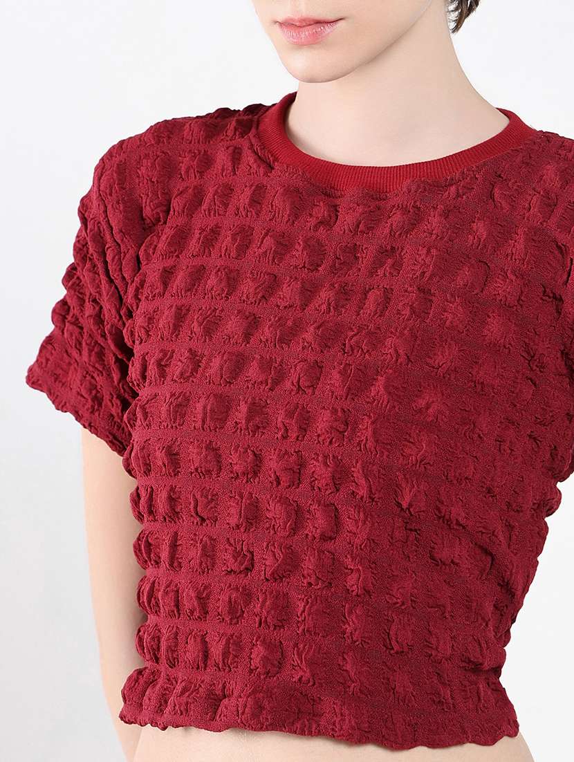 women red self-designed crop top - 21554083 -  Standard Image - 6