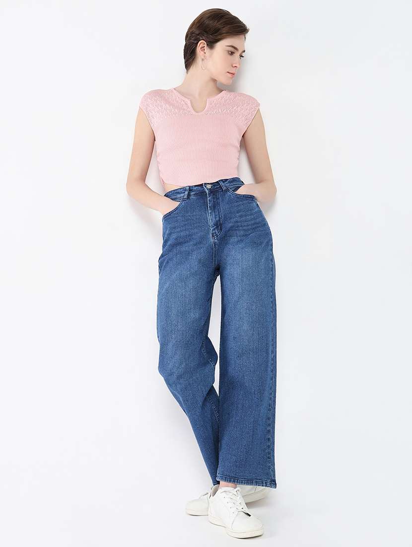 women pink self-designed crop top - 21554086 -  Standard Image - 4