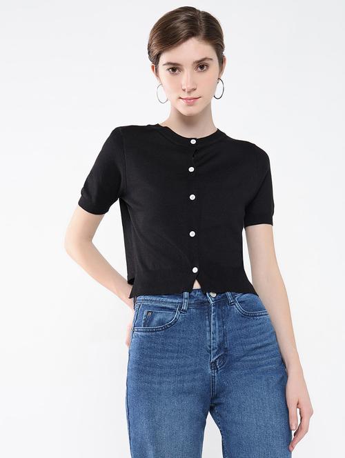 women black solid regular top - 21554095 - Standard Image - 0