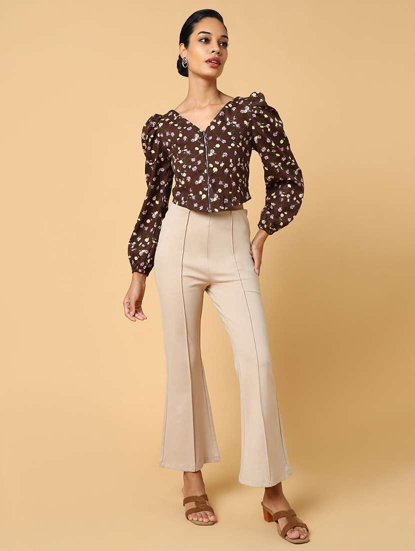 women brown floral printed regular top - 21554097 -  Standard Image - 4